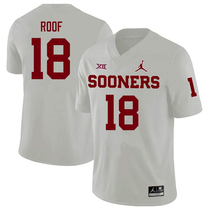 Men #18 T.D. Roof Oklahoma Sooners College Football Jerseys Sale-White
